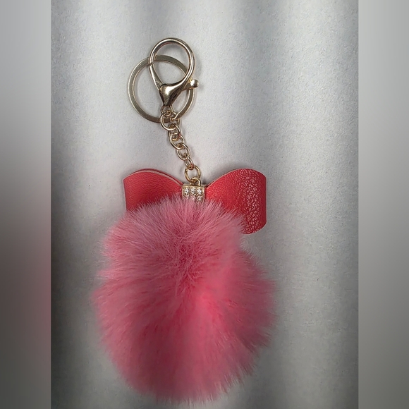 Accessories - Pink Pom/Bow Bag Charm Or Keychain NEW